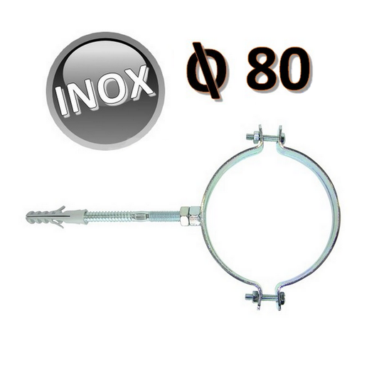 Collare in acciaio Inox D.80 con vite e tassello