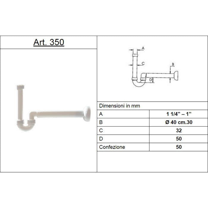 Sifone Ghidini in plastica per bidet attacco 1'' ed 1''1/4