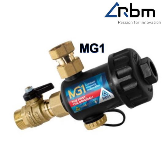 RBM Defangatore magnetico MG1 nero compatto sotto caldaia 3/4''