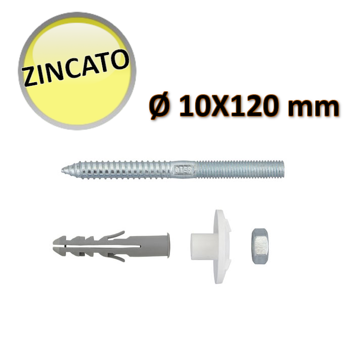 Coppia Tasselli viti zincate M10 x 120 fissa fissaggio lavabo - Oter
