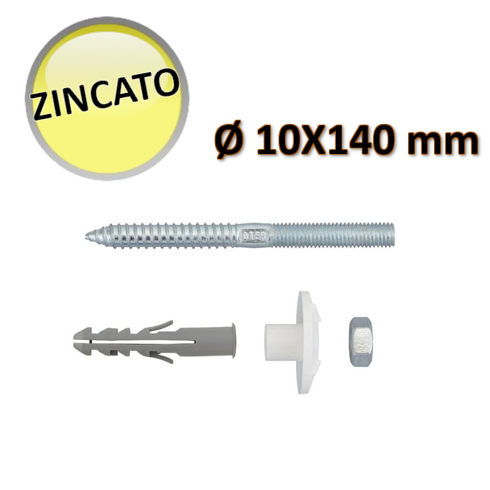 Coppia Tasselli viti zincate M10 x 140 fissa fissaggio lavabo - Oter