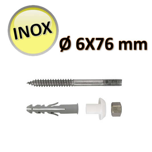 OTER - Bustina 4 mazzette viti fissaggio wc e bidet in acciaio inox M6x76 mm