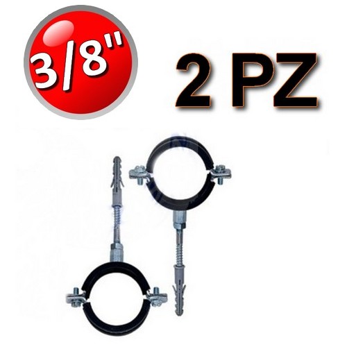 Collare in acciaio isofonico con gomma per tubi ? 3/8'' - busta 2 pezzi