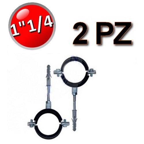 Collare in acciaio isofonico con gomma per tubi ? 1''1/4 - busta 2 pezzi