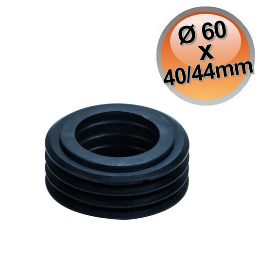 Morsetto in gomma nera per canotto WC - ext. 60 x int. 40/44 mm