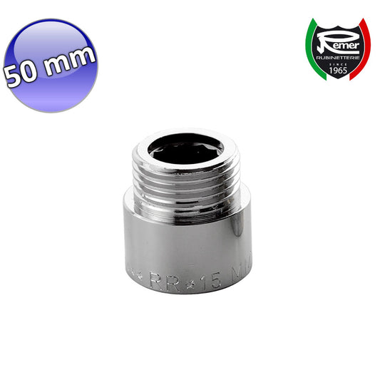 Prolunga in ottone cromato 1/2'' tipo pesante 5 cm - con broccia passo GAS