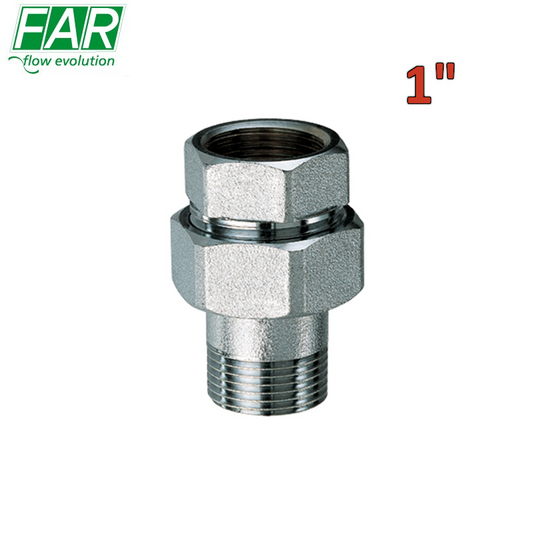 5150 - bocchettone 1'' raccordo 3 pezzi diritto in ottone cromo opaco