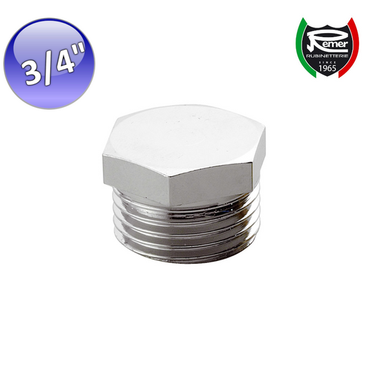 Tappo esagonale in ottone cromato 3/4'' - Remer 523