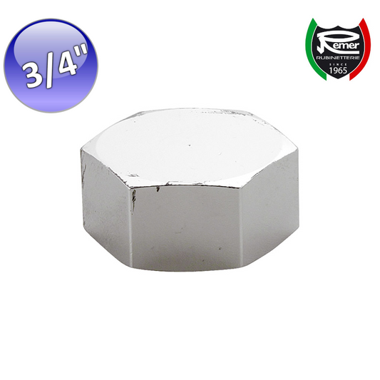 Calotta esagonale in ottone cromato 3/4'' - tappo femmina