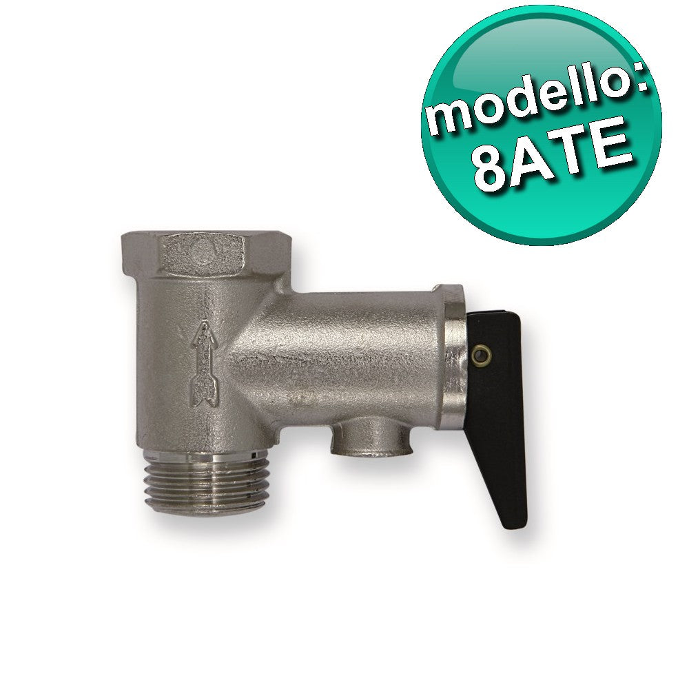 Valvola di sicurezza con leva per scaldabagno tipo pesante MF 1/2'' - 8 ATE