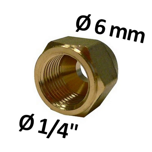 Bocchettone raccordo ridotto foro 6 mm x filetto femmina 1/4''