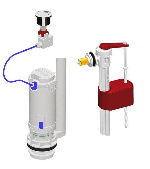 Gruppo completo batteria di scarico per cassetta a zaino in ceramica doppio pulsante con galleggiante