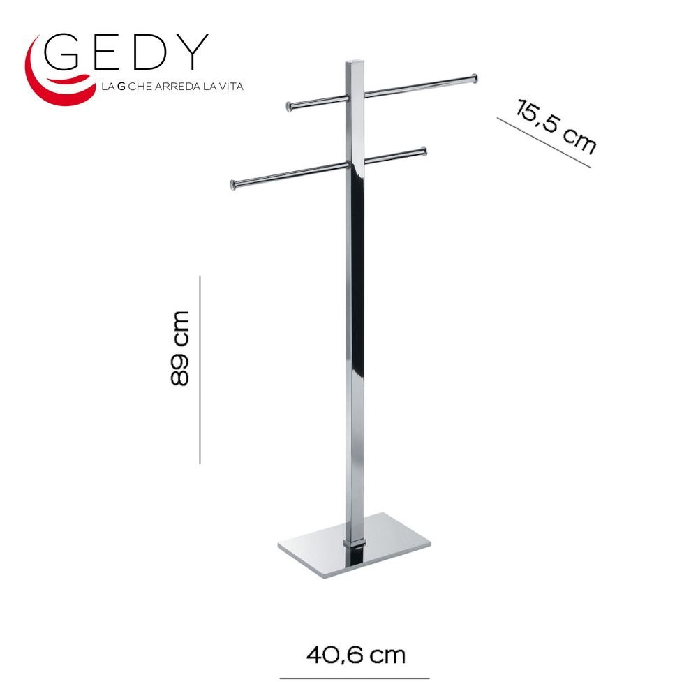 Piantana colonna bagno con 2 portasalviette barre scorrevoli - TOBIA 713113 GEDY