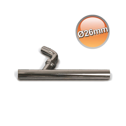 Canotto ? 26 x 200 mm , con curva per scarico lavatrice in ABS cromata