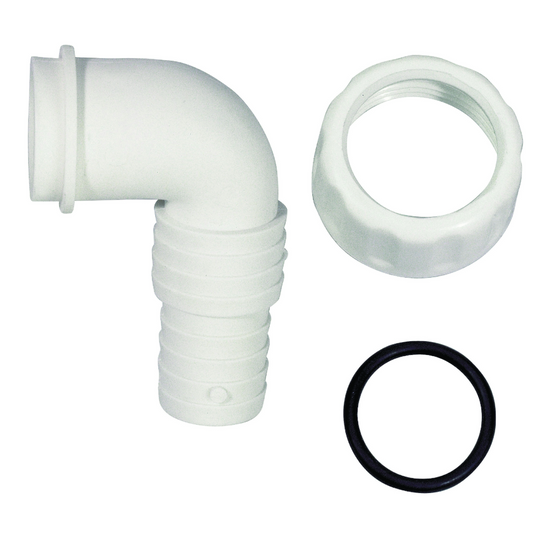 Curvetta a doppio diametro per scarico lavatrice, con dado da 1''