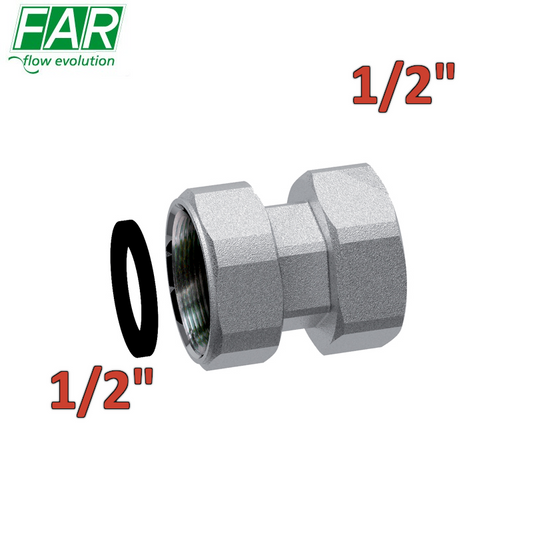8321 - raccordo di giunzione in ottone cromo opaco doppio girello F-F 1/2'' x 1/2'' - FAR