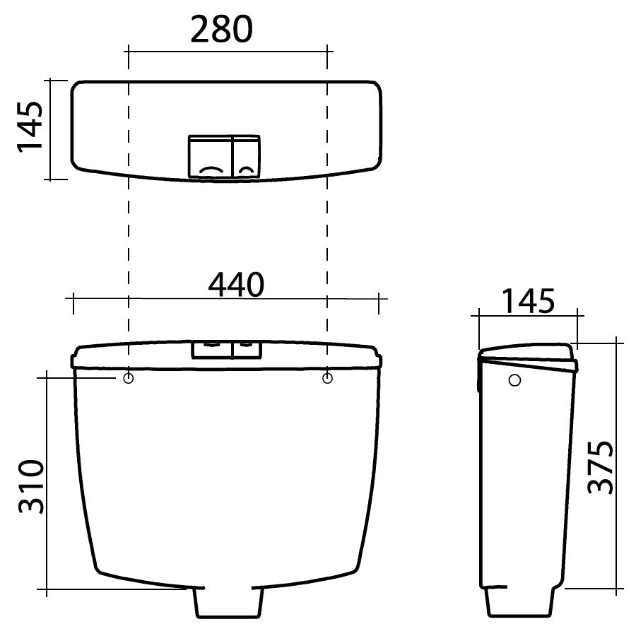 Cassetta a zaino wc esterna doppio tasto BASIC DUO