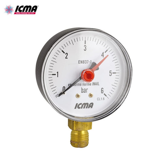 ICMA Manometro 1/4'' art. 257 per acqua attacco radiale 0-6 Bar - conforme INAIL