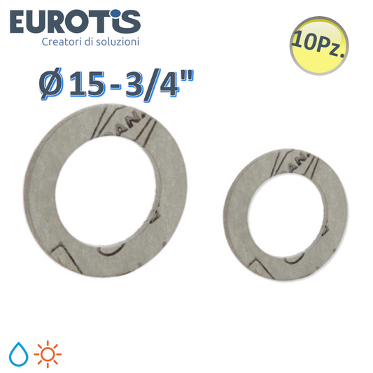 Set 10 pz Guarnizione piana ? 15 - 3/4'' per acqua e solare - Eurotis