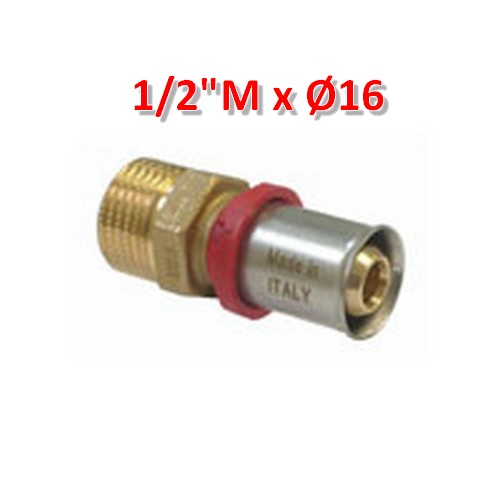 Multistrato pressare - Raccordo dritto maschio 1/2'' x ? 16 mm