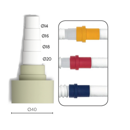 Raccordo adattatore tubo rigido ? 40 mm passaggio tubo flessibile per scarico condensa
