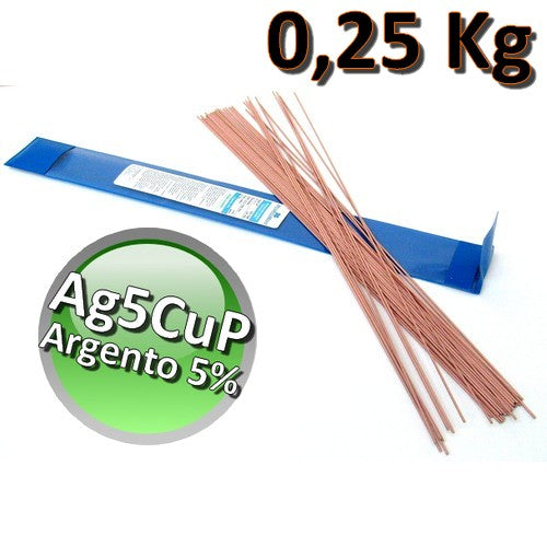 Bacchette saldatura brasatura RAME FOSFORO ARGENTO 5% confezione 0.25 Kg