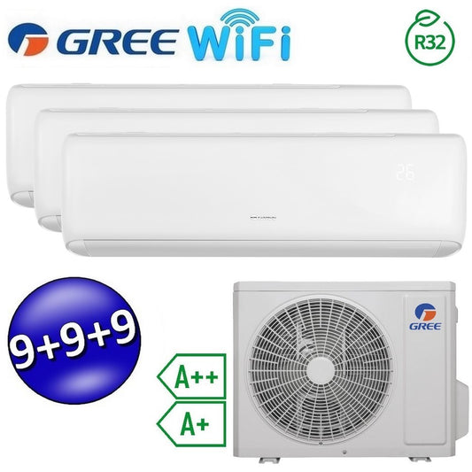 Climatizzatore inverter ARI trial split Wi-Fi 9000 + 9000 + 9000 Btu - GREE R32 classe A++/A+