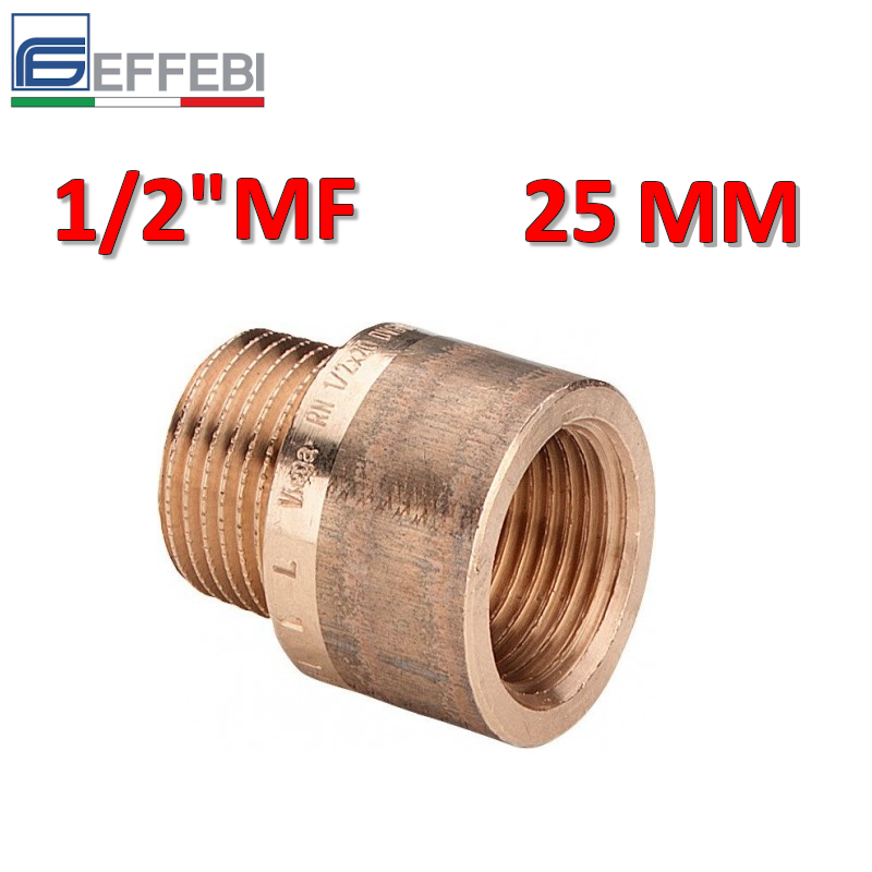 Prolunga in bronzo 1/2'' MF lunghezza 25 mm