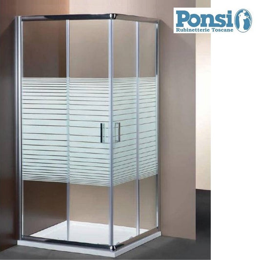 Box doccia rettangolare con 2 porte scorrevoli - cristallo serigrafato 6 mm - profilo cromato - estensibilit? 68-70 x 88-90 (cm) - PONSI