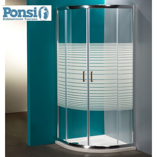 Box doccia semitondo angolare con 2 porte scorrevoli - cristallo serigrafato 6 mm - profilo cromato - estensibilit? 88-90 x 88-90 (cm) - PONSI