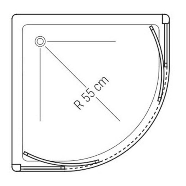 Box doccia semitondo angolare con 2 porte scorrevoli - cristallo serigrafato 6 mm - profilo cromato - estensibilit? 88-90 x 88-90 (cm) - PONSI