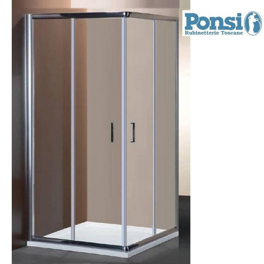 Box doccia rettangolare con 2 porte scorrevoli - cristallo trasparente 6 mm - profilo cromato - estensibilit? 68-70 x 88-90 (cm) - PONSI
