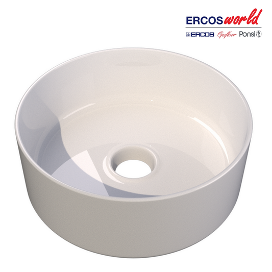 Lavabo d'appoggio tondo  ? 41 cm in ceramica, senza troppo pieno MUSA - PONSI
