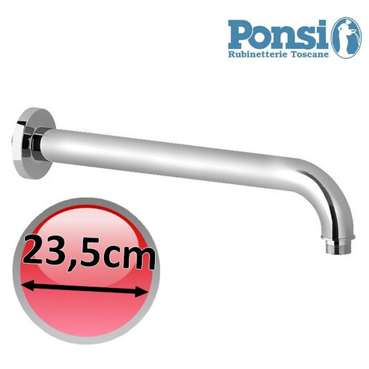 Braccio doccia tondo L. 235 mm in ottone cromato - Ponsi