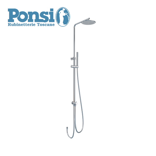 Asta colonna doccia PONSI ROUND-T telescopica per presa d'acqua esterna con deviatore a 2 vie in dischi ceramici