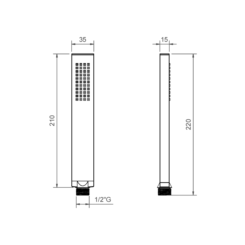 Doccetta Flat rettangolare in ottone nero opaco con attacco da 1/2 GM - BNDOCK071 Ponsi
