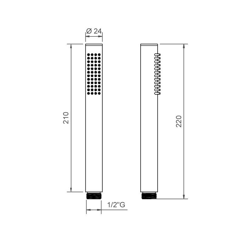 Doccetta Stick in ottone nero opaco con attacco da 1/2 GM - BNDOCKD072 Ponsi