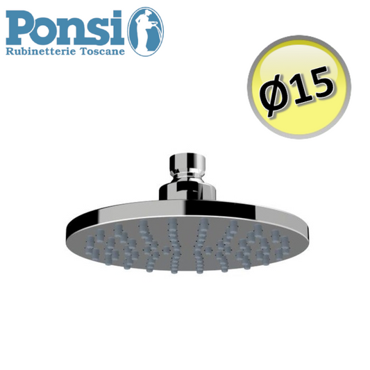 Soffione doccia tondo rotondo a muro ? 15 cm in ABS cromato - Ponsi