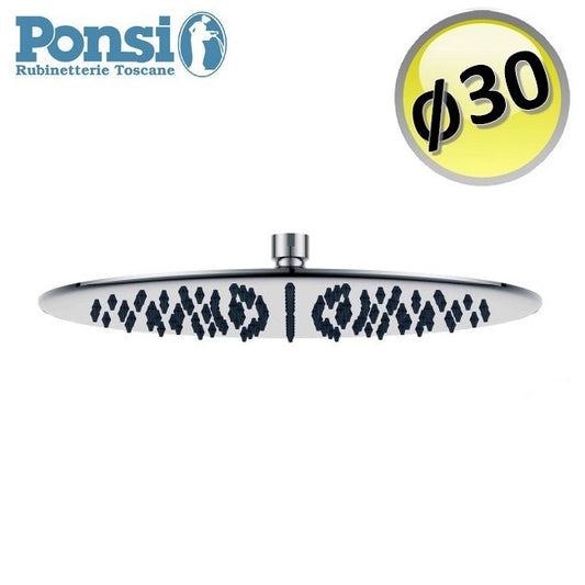 Soffione doccia tondo rotondo ? 30 cm in acciaio inox ultraslim - Ponsi