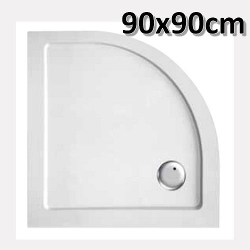 Piatto doccia in acrilico 90x90 cm angolare curvo - ultra piatto altezza 3,5 cm