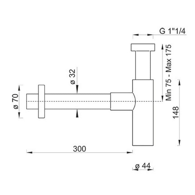 Sifone design a bottiglia minimal tondo per lavabo 1''1/4 - PONSI