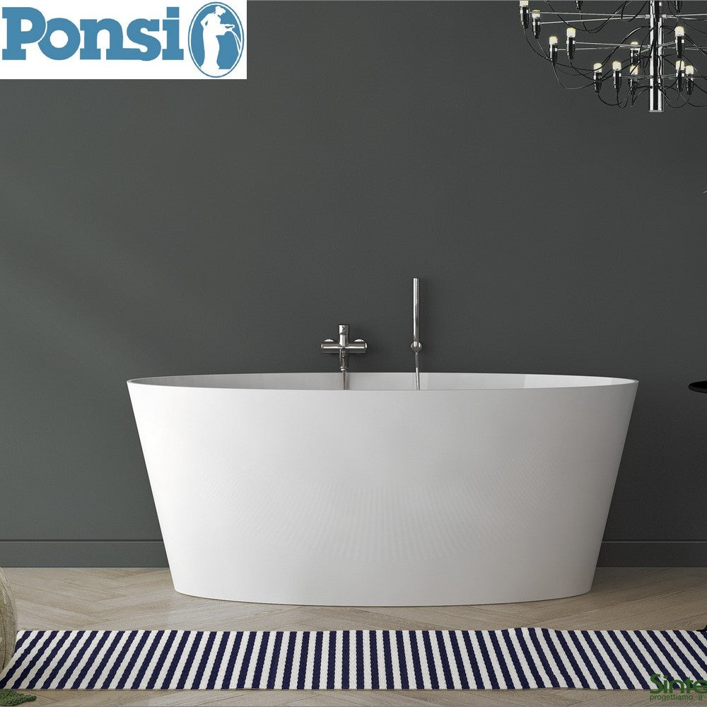 Vasca da bagno SIGMA Ponsi in marmoresina con struttura portante - ovale 159x72 cm