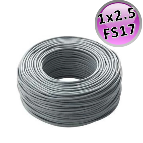 Cavo filo elettrico unipolare cordina FS17 - 1 X 2,5 mmq Grigio - rotolo 100 mt