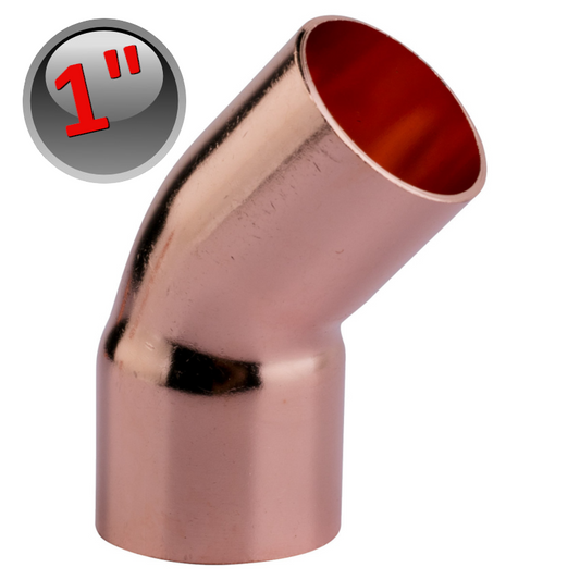 Raccordo gomito curva rame a saldare 45° 1'' - 25,40 mm femmina - maschio