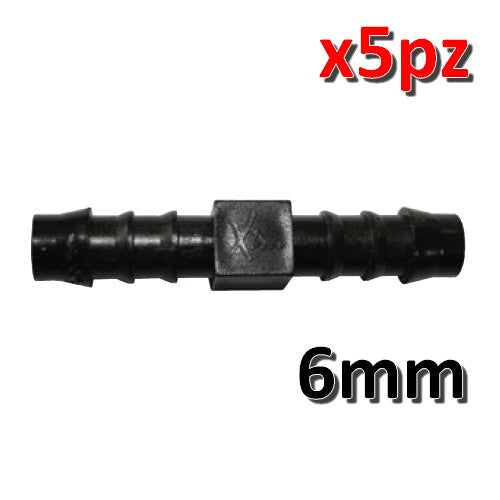 Giunto rettilineo da 6 mm per tubo vinilico - confezione 5 pezzi