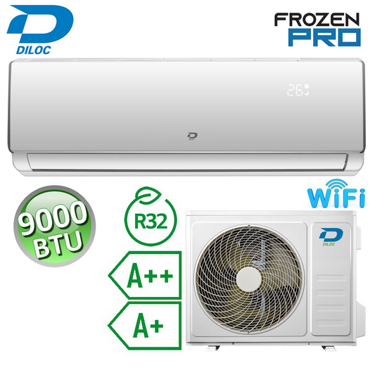 Climatizzatore mono split 2.5 kW 9000 Btu R32 A++/A+ Diloc Frozen PRO - WiFi integrato