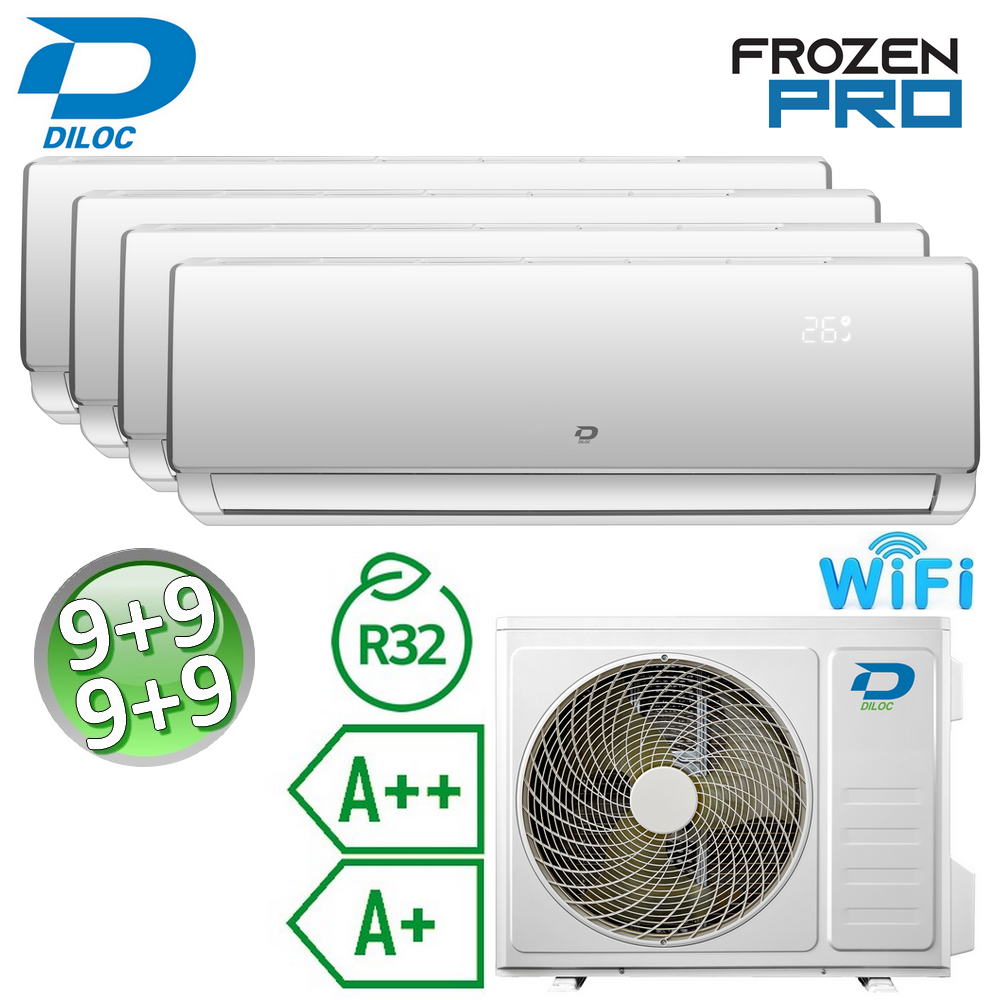 Climatizzatore quadri split 9+9+9+9 Btu R32 A++/A+ Diloc Frozen PRO - WiFi integrato