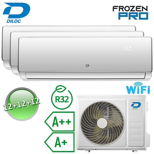 Climatizzatore trial split 12+12+12 Btu R32 A++/A+ Diloc Frozen PRO - WiFi integrato