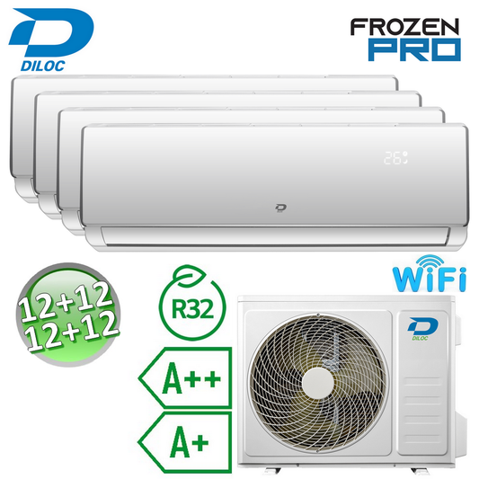 Climatizzatore quadri split 12+12+12+12 Btu R32 A++/A+ Diloc Frozen PRO - WiFi integrato