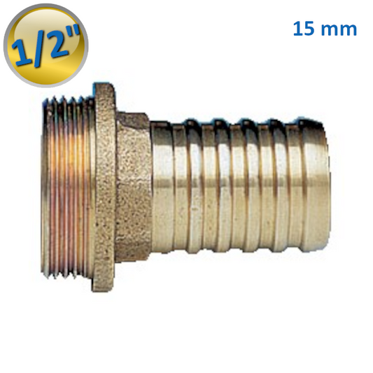H0523 - Raccordo portagomma 1/2'' M x 15 mm tipo Roma sabbiato. - Enolgas